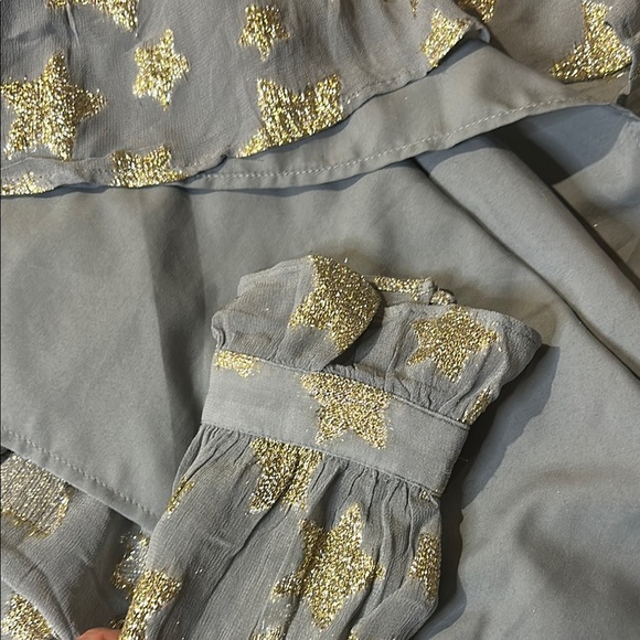 LOFT Gray Dress with Gold Star Design. Lined. Size Medium - Picture 11 of 12